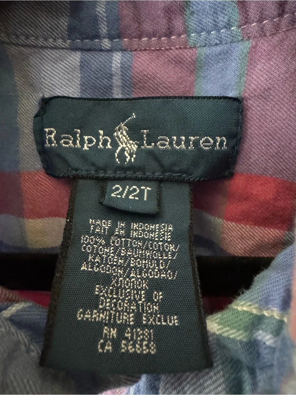 Toddler Boys Ralph Lauren Polo Plaid Button-Down Shirt Size 2/2T